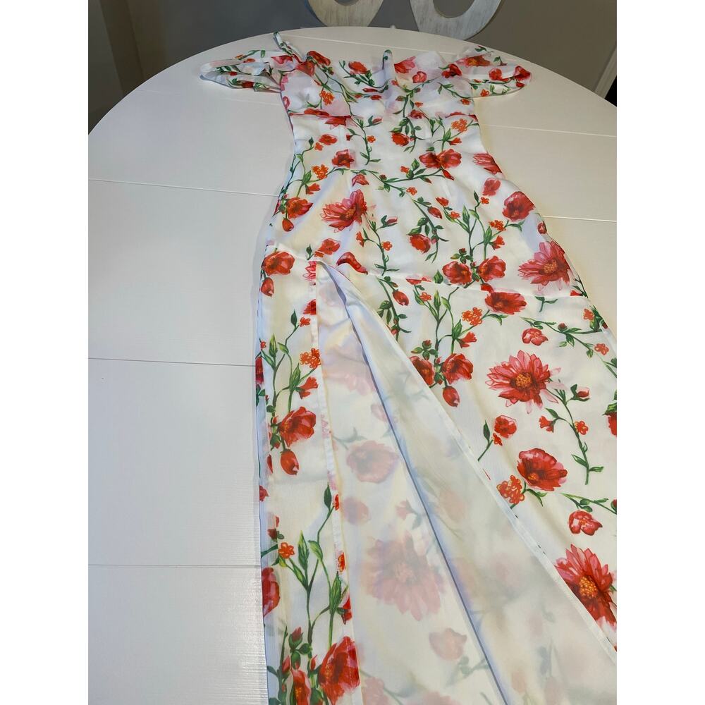 Hello Molly Maxi Dress Sz XS Rose Reverie Off The Shoulder  Floral Lined Flowy - Picture 8 of 11